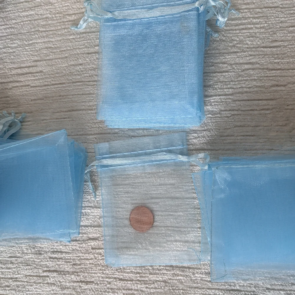 Organza Gift Bags 25 Ct Light Blue Drawstring Close 3.75